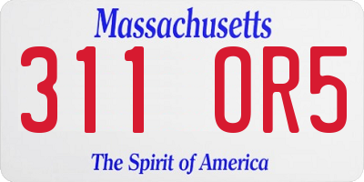 MA license plate 311OR5