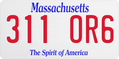 MA license plate 311OR6