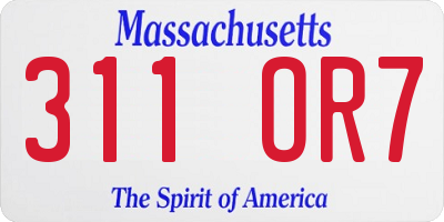 MA license plate 311OR7