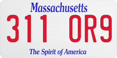MA license plate 311OR9