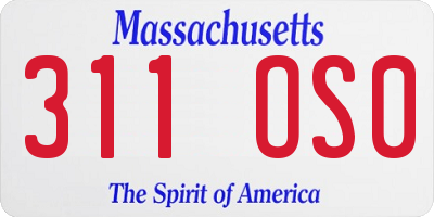 MA license plate 311OS0