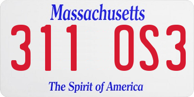 MA license plate 311OS3