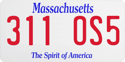 MA license plate 311OS5