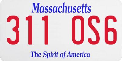 MA license plate 311OS6