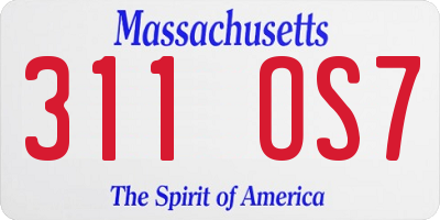 MA license plate 311OS7