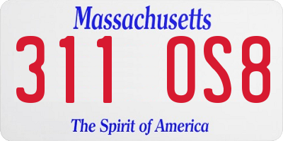 MA license plate 311OS8