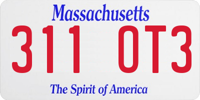 MA license plate 311OT3