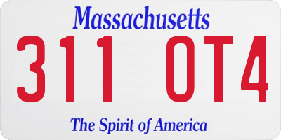 MA license plate 311OT4