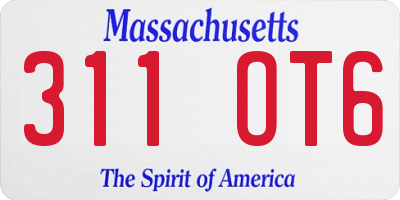 MA license plate 311OT6