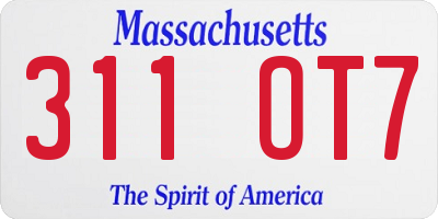 MA license plate 311OT7
