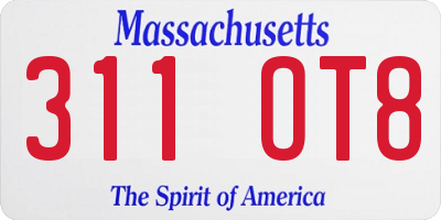 MA license plate 311OT8