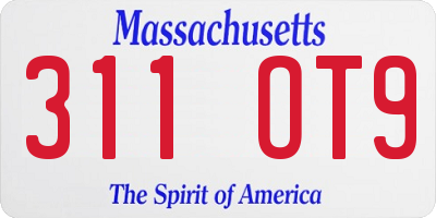 MA license plate 311OT9