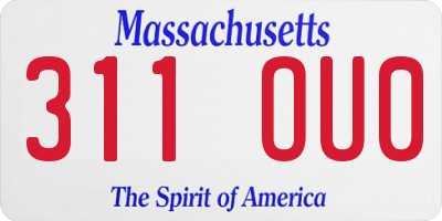 MA license plate 311OU0