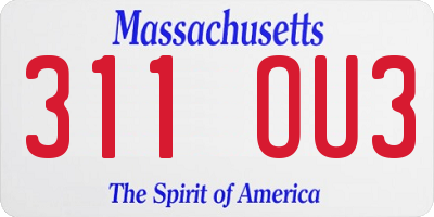 MA license plate 311OU3