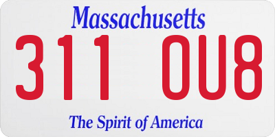 MA license plate 311OU8