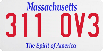 MA license plate 311OV3
