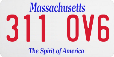 MA license plate 311OV6