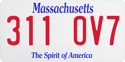 MA license plate 311OV7