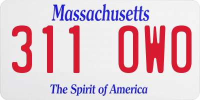 MA license plate 311OW0