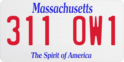 MA license plate 311OW1