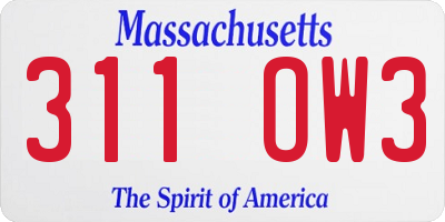 MA license plate 311OW3