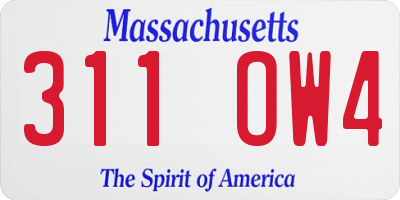 MA license plate 311OW4