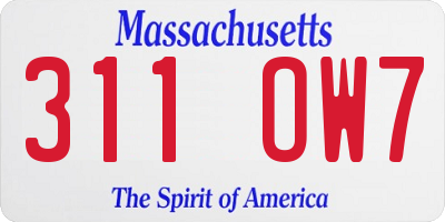 MA license plate 311OW7