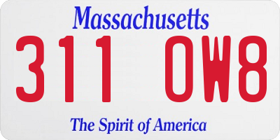 MA license plate 311OW8
