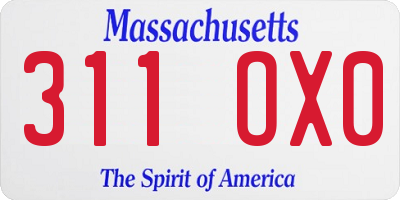 MA license plate 311OX0