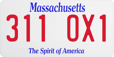 MA license plate 311OX1