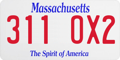 MA license plate 311OX2
