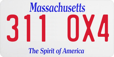 MA license plate 311OX4