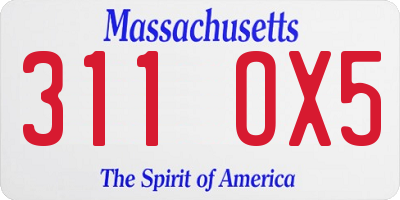 MA license plate 311OX5