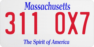 MA license plate 311OX7