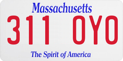 MA license plate 311OY0