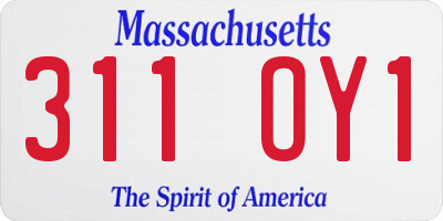 MA license plate 311OY1