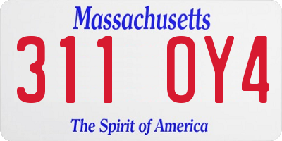 MA license plate 311OY4