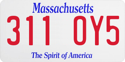 MA license plate 311OY5