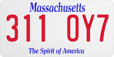 MA license plate 311OY7