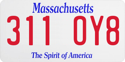 MA license plate 311OY8