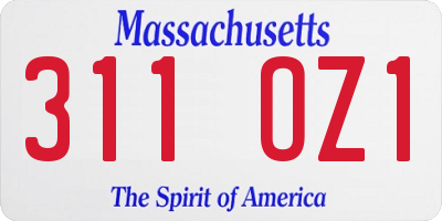 MA license plate 311OZ1