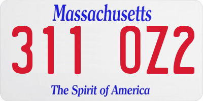MA license plate 311OZ2