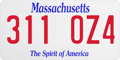 MA license plate 311OZ4