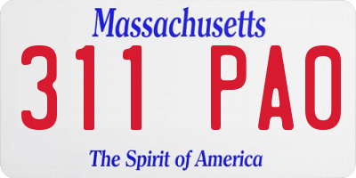 MA license plate 311PA0