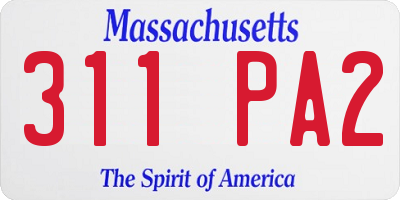 MA license plate 311PA2