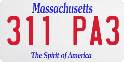 MA license plate 311PA3