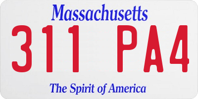 MA license plate 311PA4