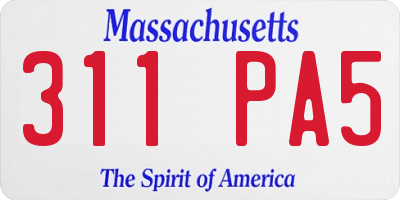 MA license plate 311PA5