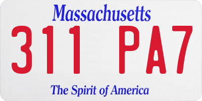 MA license plate 311PA7