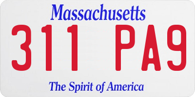 MA license plate 311PA9